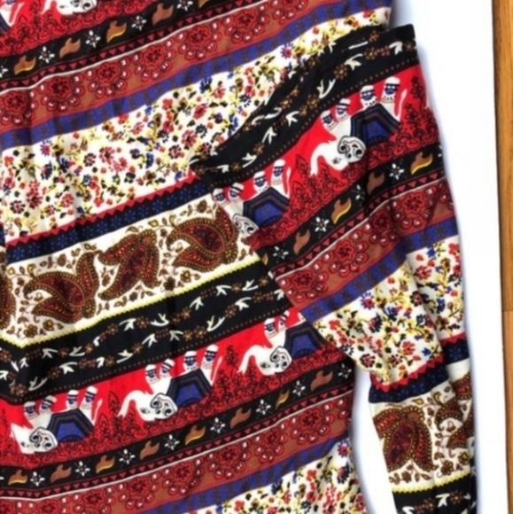 Abercrombie & Fitch Boho Red Elephant Long Sleeve Dress S - Picture 9 of 12